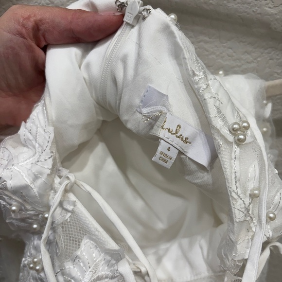 Sz 4 NWOT Lulus Enchanting Eternity Ivory Pearl Lace-Upâ Backless Maxi Dress - Picture 6 of 9